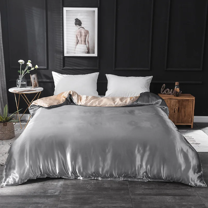1 шт. сплошной цвет пододеяльник двойной queen king size на молнии пододеяльник для дома Удобные постельные принадлежности - Цвет: YDL-yin hui tuo se