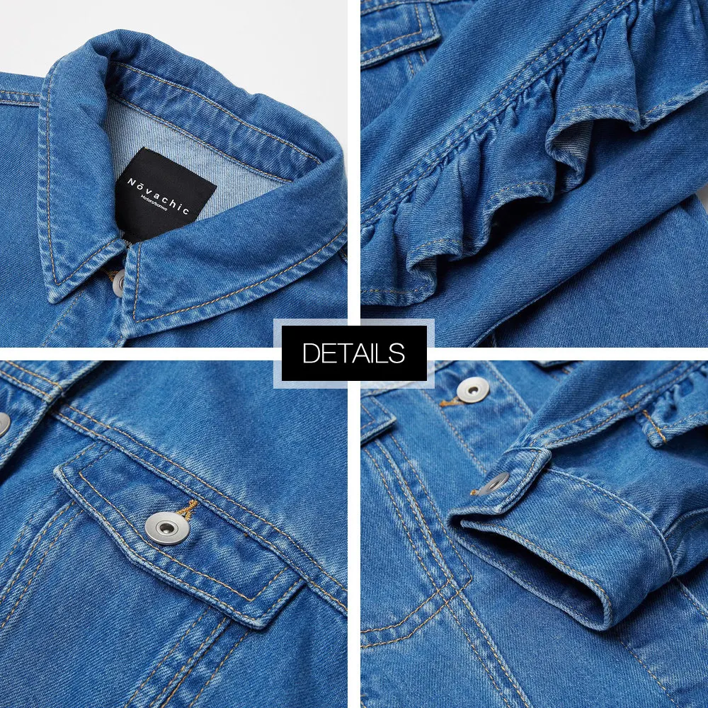 discount  Metersbonwe 2019 New Denim Jacket Female Spring Loose Casual Ruffled Denim Jacket Sweet Fresh Jeans