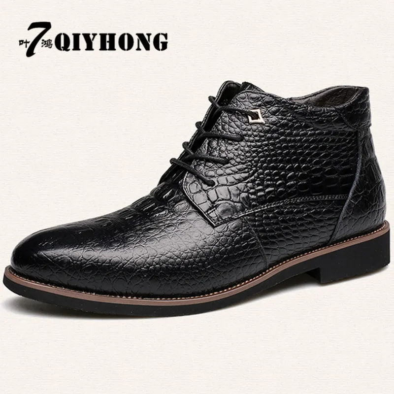 

2017 Hot Men'S Boots Winter New High-Quality Men'S Leather Warm Snow Boots Men'S Cotton Boots Large Size 38-46