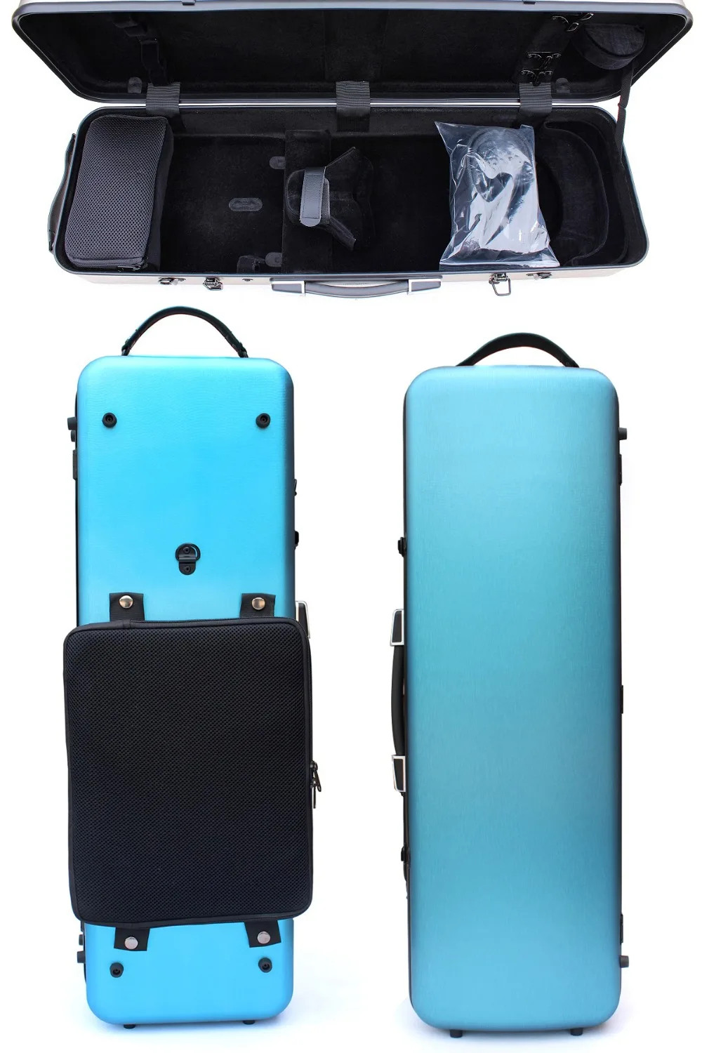 New 4/4 Violin Case Carbon Fiber Violin Box Strong Light Oblong Case Music Sheet Bag Protect Blue Color