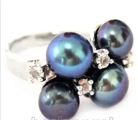 

Hot sell Noble- FREE SHIPPING>>>@@ Wholesale price 16new ^^^^ LOW PRICE Lady's Natural Black Cultural FOUR Pearl Cluster WEDDING