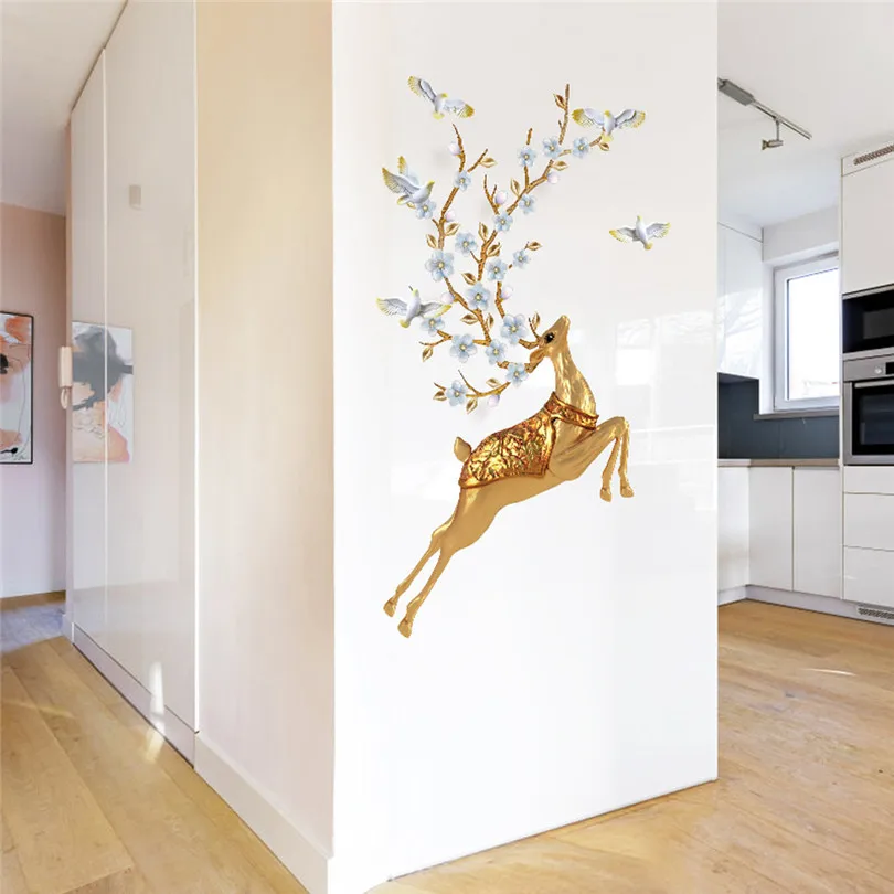 Wall Sticker Long Deer Home Decoration New DIY Family Home Wall Sticker Removable Mural Decals Vinyl Art Room Decor  (2)