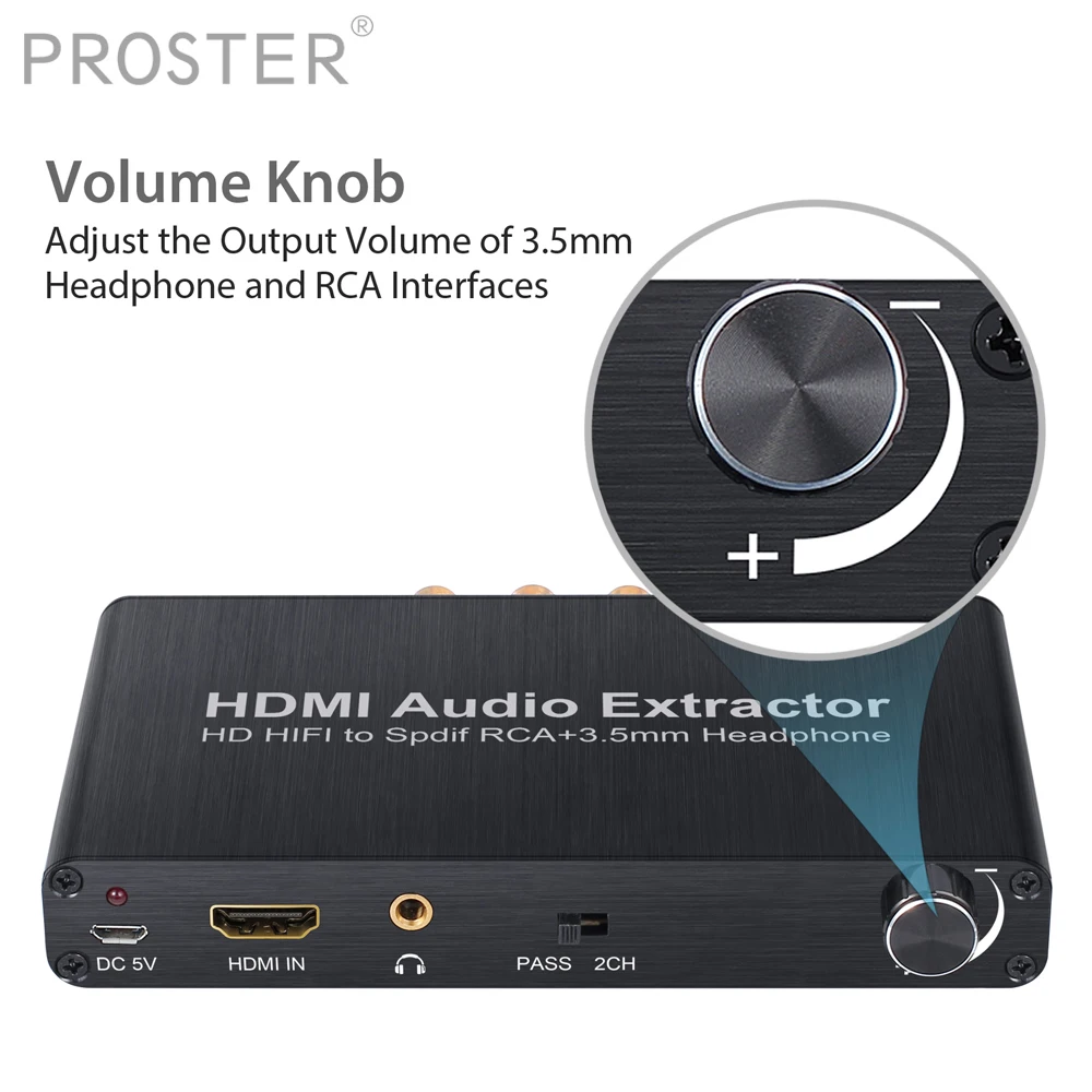 Proster 4K DAC HDMI аудио экстрактор с регулировкой громкости на оптический Spdif Toslink 5.1CH