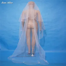 Стиль ручной работы слоновая кость/белый 2 слоя полумесяц Бисероплетение Край свадебная фата с гребнем