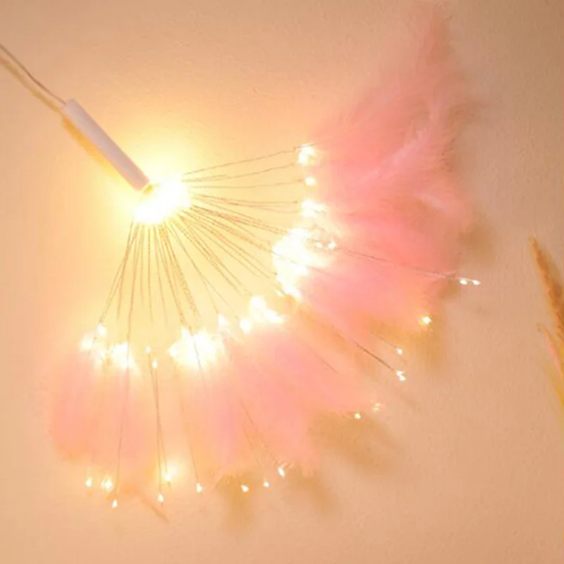 DIY Outdoor Christmas LED String Lights feather Firework Decorative Fairy Lights for Garland Patio Wedding Remote USB 8 modes (3)