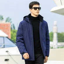 Мужская белая куртка-пуховик с капюшоном, верхняя одежда со съемным капюшоном, толстый теплый пуховик, одежда с перьями для мужчин 7701