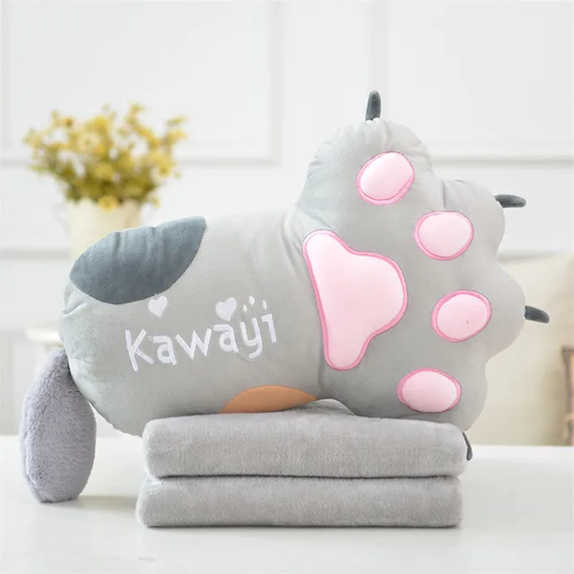 Kawaii cat claw pillow blanket Super soft crystal velvet Fill vacuum PP
