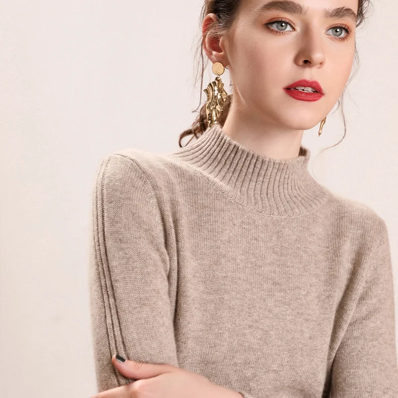 

Hot Sale Winter Women Sweaters 100% Pashmina Knitting Jumpers New Arrival 3 Colors Pure Cashmere Pullovers Ladies Thick Clothes