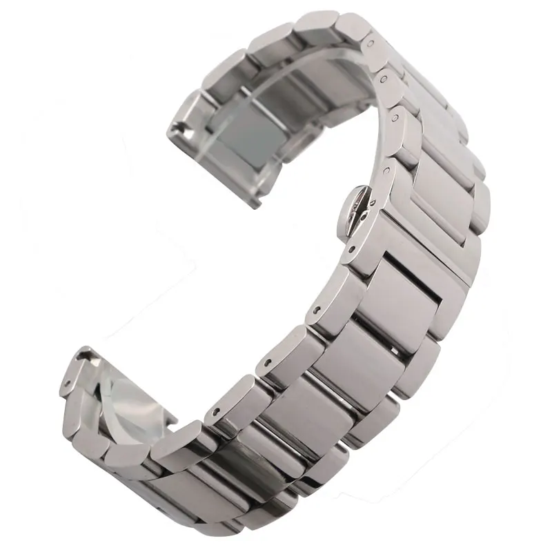 

Silver Luxury Deployment Buckle Strap Men 18/20/22mm Fashion Women Watch Band Stainless Steel Bracelet
