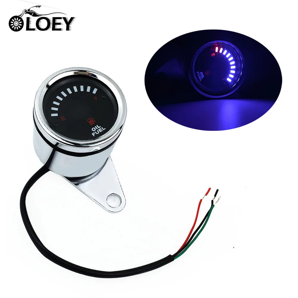 

OLOEY Motorcycle Fuel Gauge LED Indicator Moto Speedometer Gauge Motorbike Scooter Fuel Meter Oil Guage For Motor Scooter