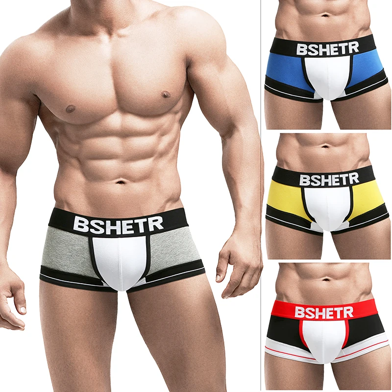 

4 pcs/lot Men underwear boxers BSHETR Brand New Soft Cotton Male Slip underpants Sexy Gay Mens boxer shorts Sexy U Pouch panties