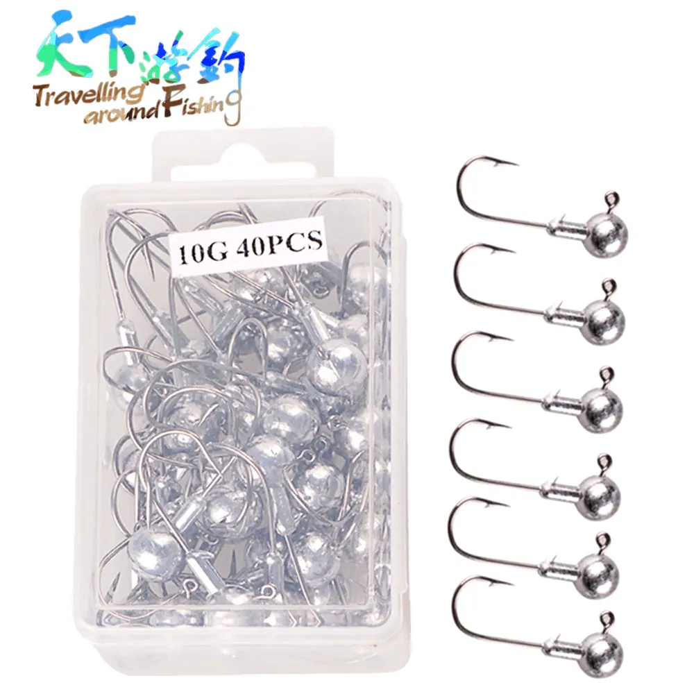 

1Box(20-50pcs) Lead Head Fishing Hook 1g-20g Jigs Hooks For Soft Fishing Lure Barbed Hook High Quality Fishing Accessories Pesca