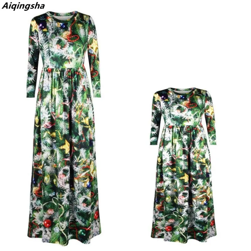 

2018 Mother Daughter Long Dresses for Mommy and Me Clothes Mum and Girls Party Evening Dress Family Matching Clothes Outfits Set