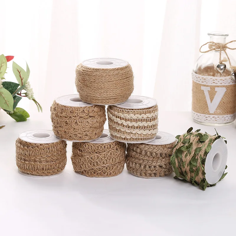 5Meters Nature Jute Burlap Ribbon Wedding DIY Decorations Rustic Flower Bottle Christmas Festival Party Handwork Crafts | Дом и сад