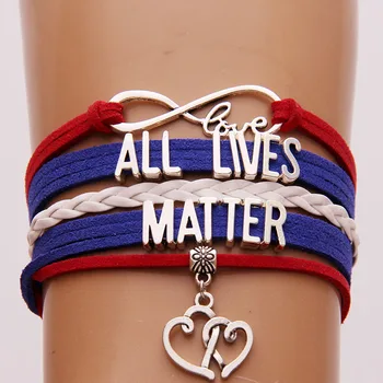 

(10Pcs/Lot) Infinity Love All Lives Matter braided Bracelet & Bangles heart to heart charm handmade jewelry For Women Men
