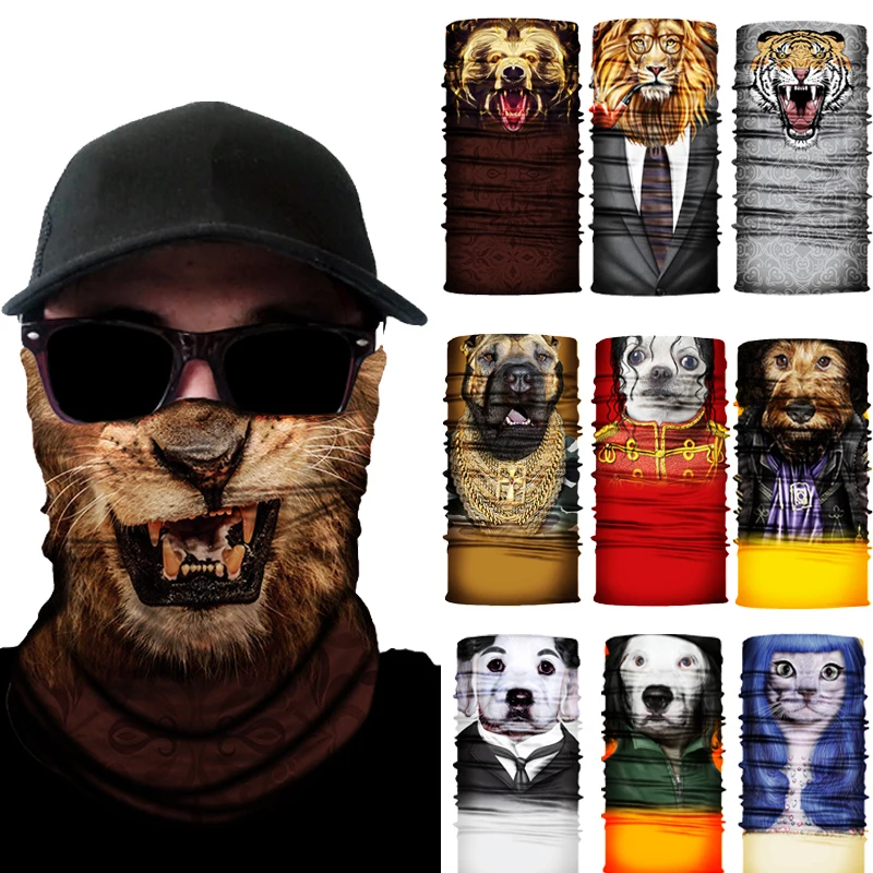 

3D Animal Seamless Magic Neck Gaiter Face Mask Balaclava Shield Camping Cycling Fishing Biker Bandana Headband Scarf Men Women