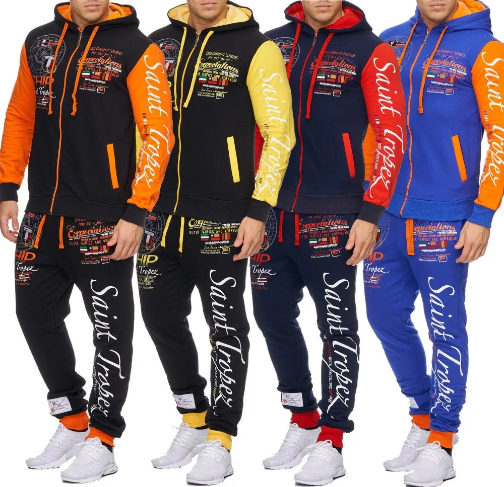 

ZOGAA 2019 Tracksuits Men Jogger Set 2 Pieces Sweatsuit Printed Hooded Sweatshirt with Pants Matching Set Casual SweatSuits