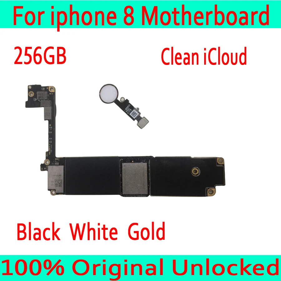 

With IOS System for iphone 8 4.7inch Motherboard unlocked Logic board 256GB,100% Original for iphone 8 Mainboard with Touch ID