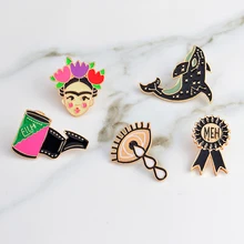 Artista de Mexico Frida Kahlo pins Eye film dolphin brooches Brooch badges Enamel pin denim jacket blouse backpack accessories