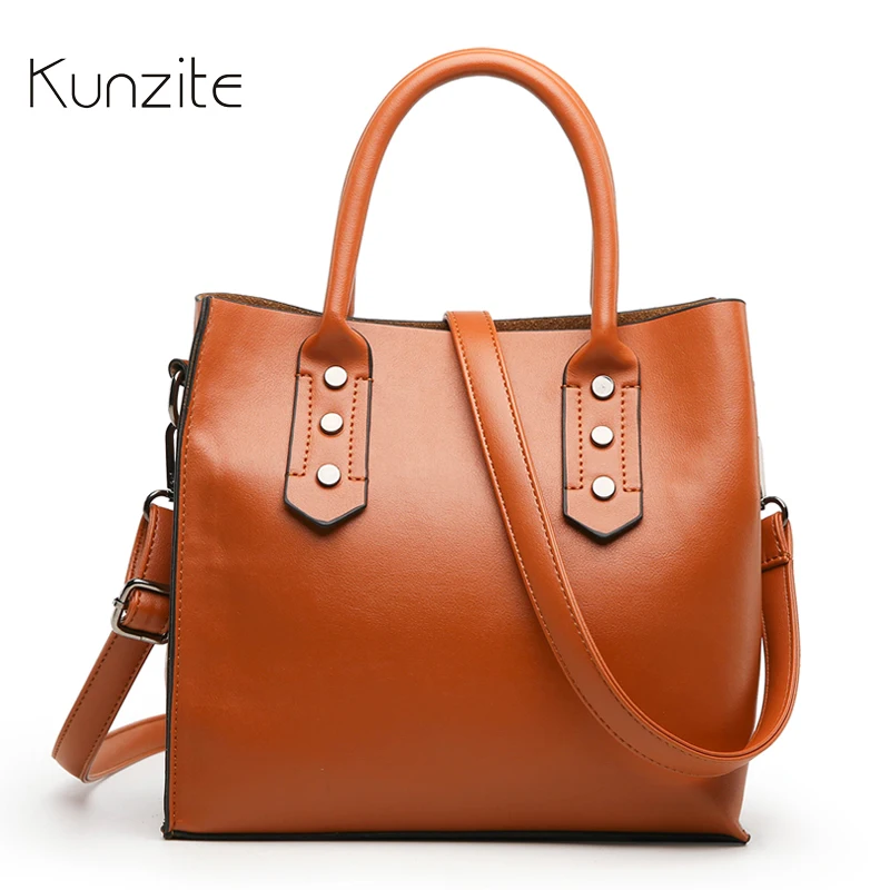 

KUNZITE Leather Handbags Big Women Bag High Quality Casual Female Bags Trunk Tote Spanish Brand Shoulder Bag Ladies Large Bolsos
