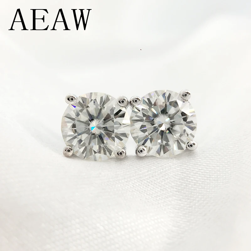 Женские серьги с бриллиантами Genuine14K 585 белое желтое золото 2 CTW FG|Серьги-гвоздики| |