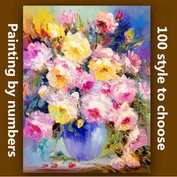 

Framed painting by number coloring by numbers for home decor wall decor handpainted canvas picture oil painting 4050 flower