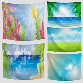 

Amazing Graceful Painted Calm Ocean Fresh Air Beautiful Sight Printed Wall Hanging Tree Natural Scenery Tapestry Bed Room Decor