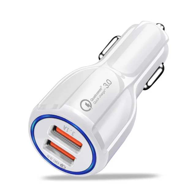 Автомобильное зарядное устройство CRDC, двойная Быстрая зарядка 3,0, автомобильное зарядное устройство USB QC 3,0, быстрое зарядное устройство для мобильного телефона для iPhone X, samsung, Xiaomi, автомобильное зарядное устройство - Plug Type: White