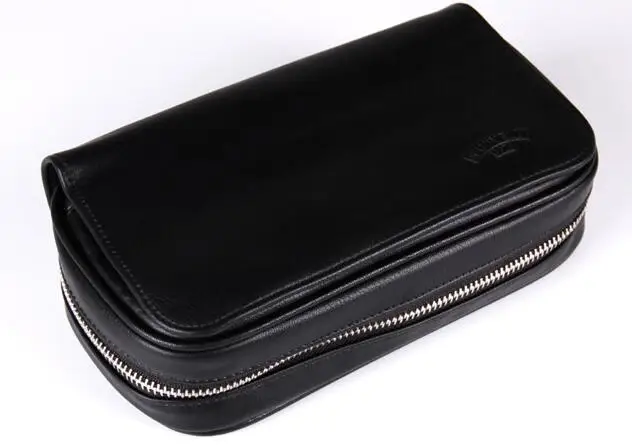 

Leather Smoking Tobacco Pipe Pouch Case Bag For 3 Pipes Tamper Holder with one small inside tobacco pouch / Free shipping