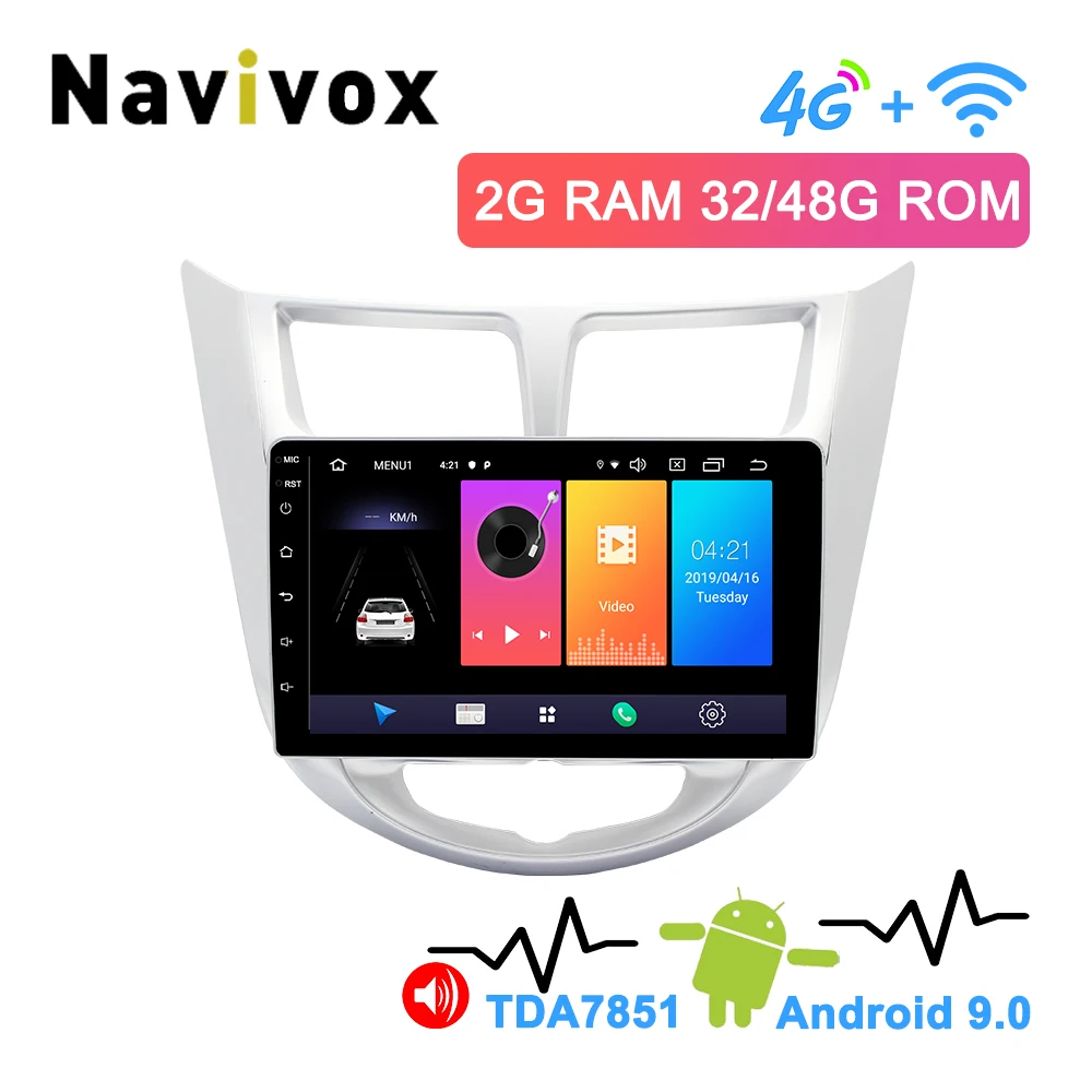 

Navivox 9" 2.5D IPS 2 Din Android 9.0 Car DVD GPS For Hyundai Solaris Accent I25 Verna 2011-2015 Radio Tape Recorder Car Radio