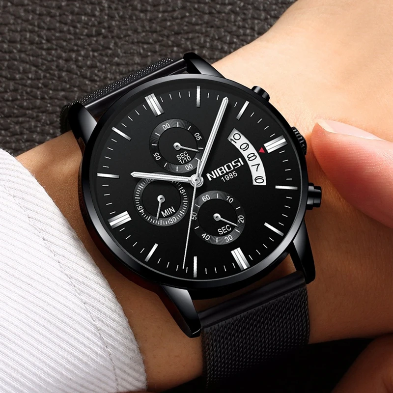 NIBOSI Mens Watches Top Luxury Brand Quartz Military Sport Watch Men Wristwatches Waterproof Male Gold Clock Relogio Masculino 