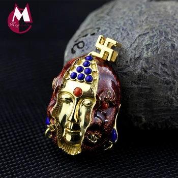 

Ethnic Jewelry Women Men Buddhism Pendant 100% 925 Sterling Silver Necklace Exquisite Gemstone Lapis Vintage Necklace SP15