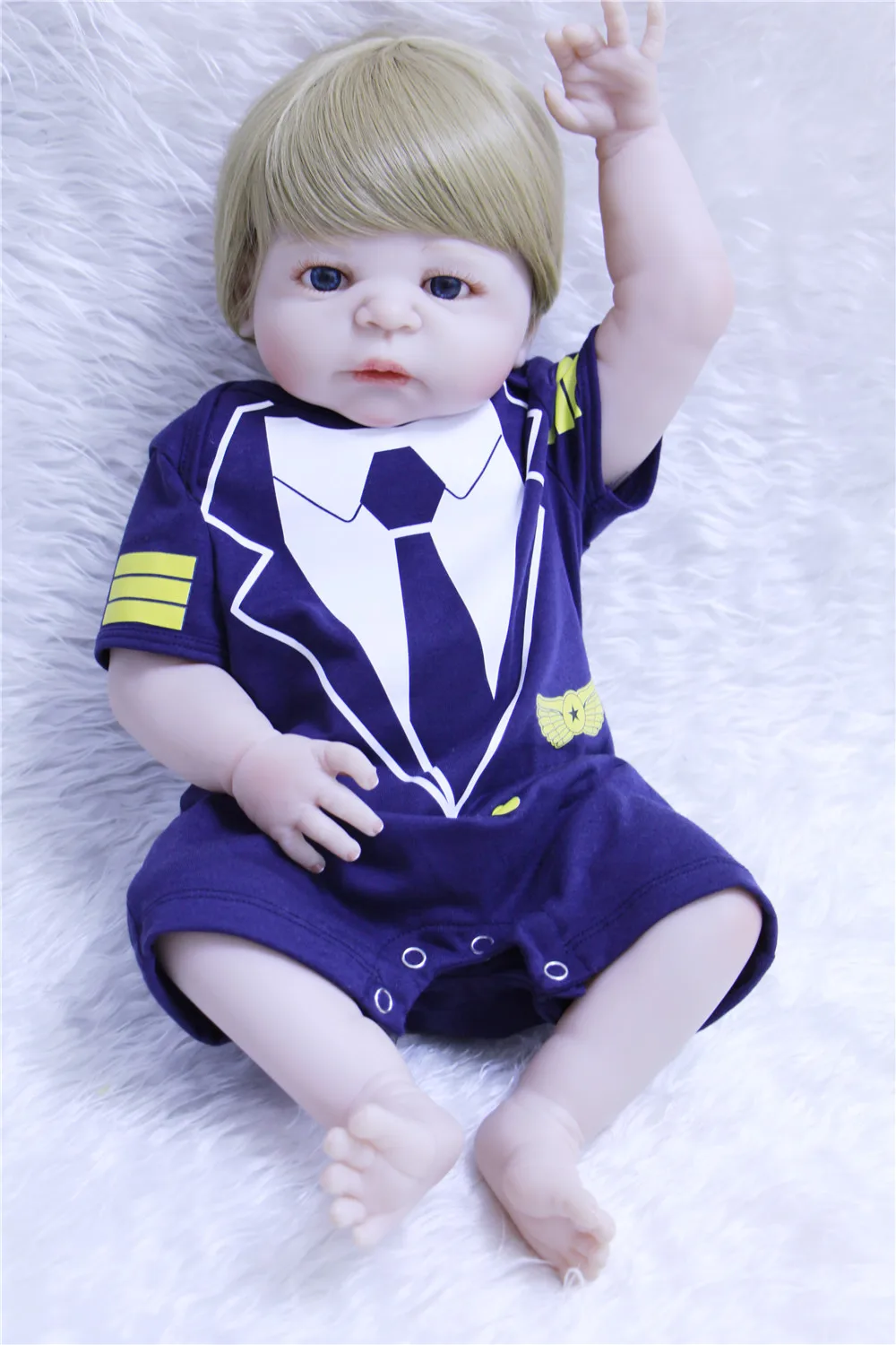 22 дюймов кукла ребенок силиконовый 55 см Reborn Baby Dolls белая кожа мальчик bonecas Модная