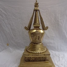 USPS в США S1458 1" Тибет Латунь 8 Благоприятный Символ Джосс Шакьямуни Статуя Будды Ступа Пагода