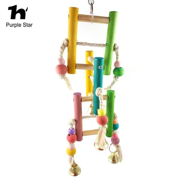 

Purple Star Bird Toy Cotton Ropes Wood Ladder Chewing Parrot Cage Pendant Decor Macaw Cockatiels Playing Climbing Standing Toys