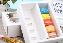 2019 100 pcs DHL Expedição new White macarons sobremesa pastelaria Macaron caixa com janela transparente caixas de embalagens em 2 tamanhos