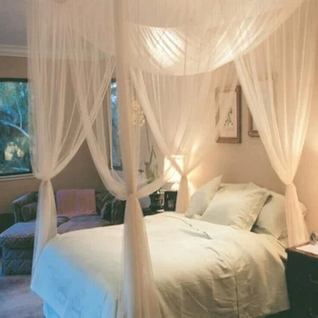 

4 Angle Bed A Baldacchino Zanzariera Complete Of White Compensation From The Sky Bed Illuminated Moustiquaire Children's Room