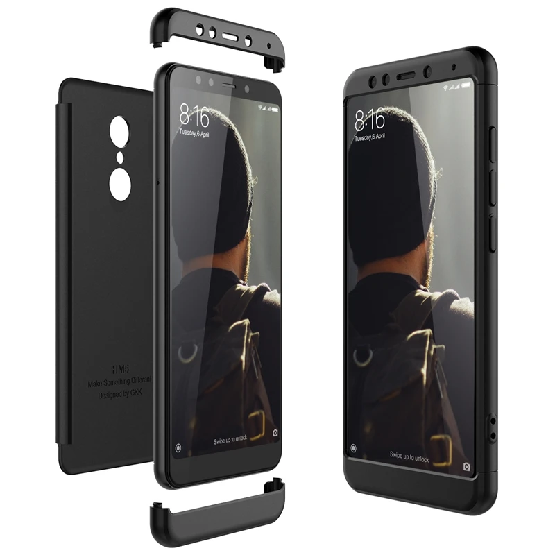 

GrandEver 3 in 1 PC Hard Case For Xiaomi Redmi 5 Cover For Full Protective Ultra thin Matte Plain Coque For Xiaomi Redmi 5plus