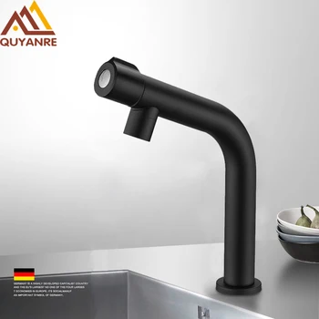 

Quyanre SUS304 Stainless Steel Matte Black Single Cold Basin Faucet Single Cold Mixer Crane Kitchen Mixer Torneira Banheiro