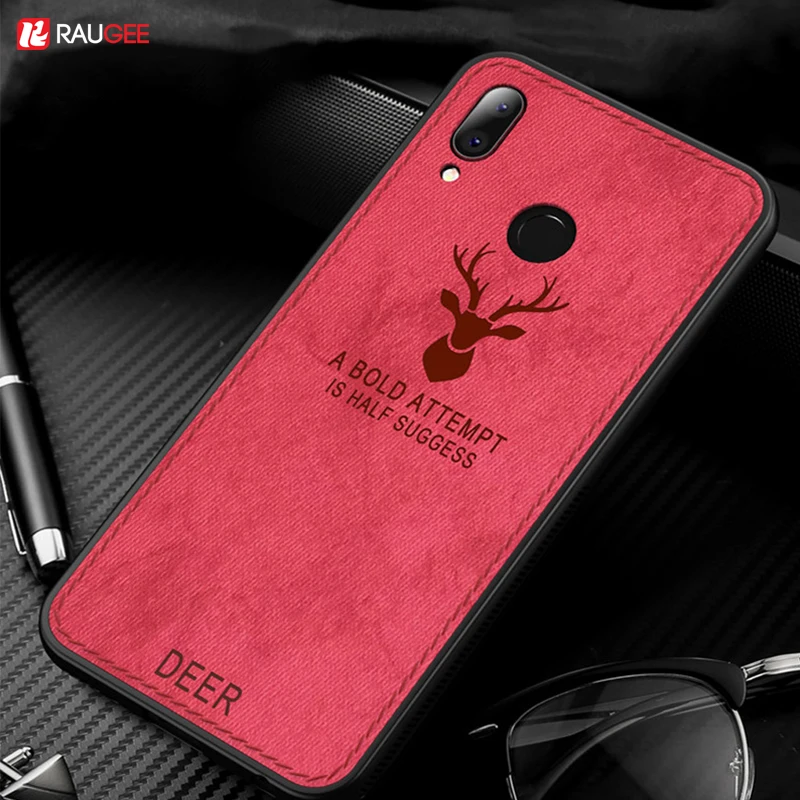

Raugee Fabric Case For Xiaomi Redmi Note 7 Cover TPU Silicone Phone Protector Case Cover For xiaomi Remdi Note7 Deer Head Case