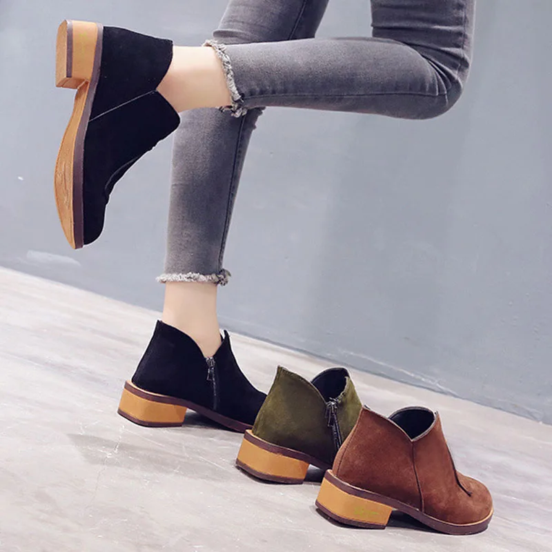 

Tangnest Women Short Boots Winter Flock Martin Boots Solid Color Rubber Round Toe Driving Bootis Waterproof Shoes XWX7224