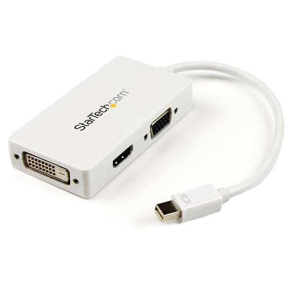 

StarTech.com Adaptador Conversor de Mini DisplayPort a VGA DVI o HDMI - Convertidor A/V 3 en 1 para viajes - Blanco, 1080p,480p