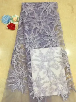 

2019 New style French net lace fabric flower African tulle mesh lace fabric high quality african Golden lace fabric Blue(FJ-3-