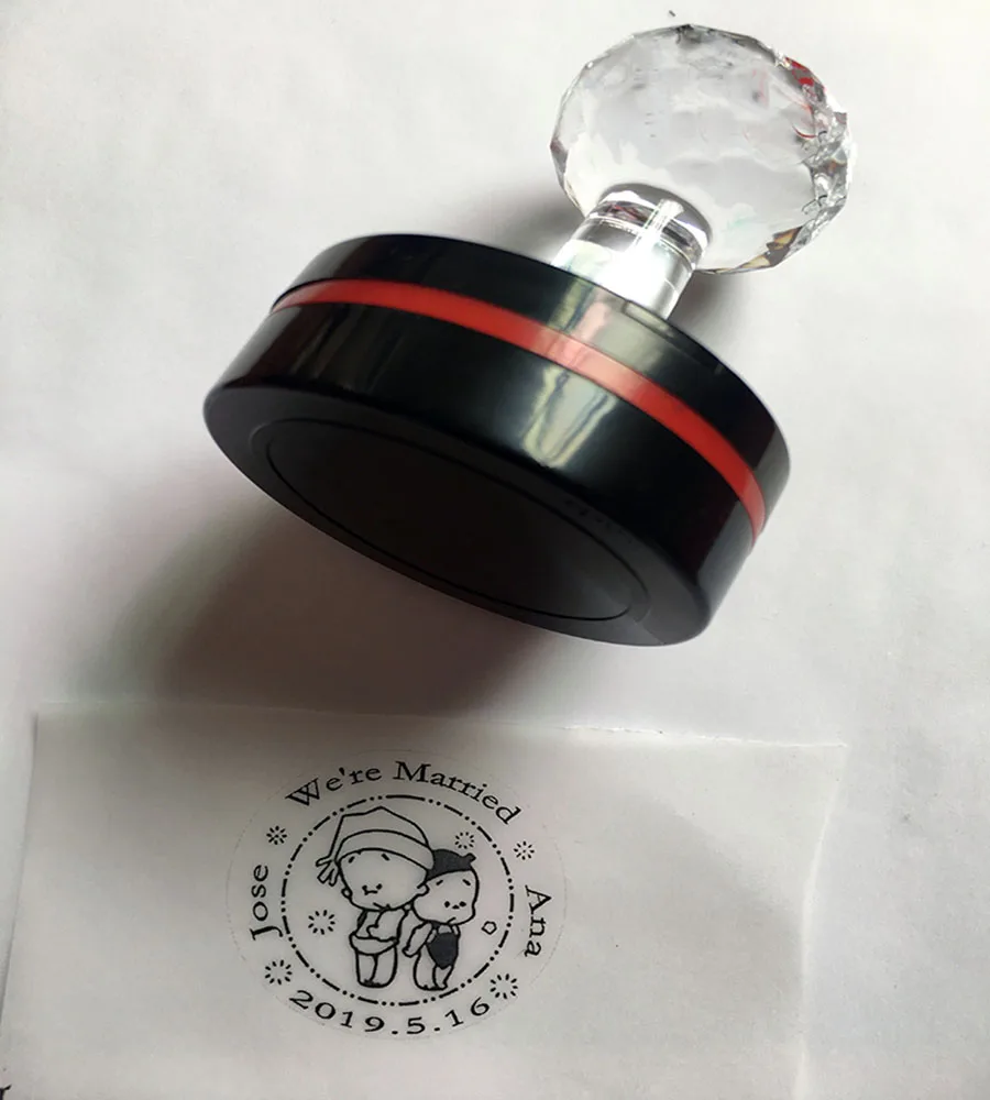 

Personalized Wedding Self Inking Stamp Business Family Return Address 45/50MM Round Custom Stamp Name And Date
