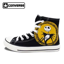 Black Nightmare Before Christmas Jack Skellington Deign Converse All Star Hand Painted Shoes Man Woman Sneakers Christmas Gifts