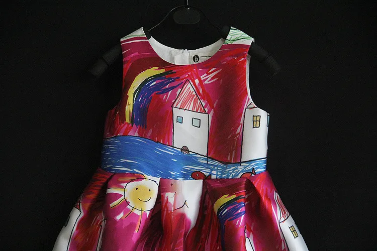 Брендовая Весенняя красная юбка без рукавов с принтом граффити; сарафан для женщин и девочек; юбки для мамы и дочки; семейный образ; детское праздничное платье
