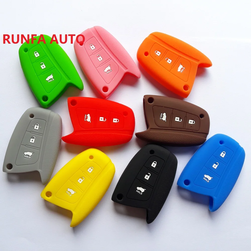 RUNFA AUTO 3 кнопки для Hyundai Key Remote Holder силиконовый чехол Solaris IX35 IX45 Accent Elantra SantaFe Eqeuus Genesis