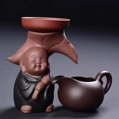 Креативный монах Изысканный Фиолетовый глиняный керамический чайный набор фильтры для дуршлага 304 из нержавеющей стали чайный набор кунг-фу ярмарка чашка чайная посуда - Цвет: D