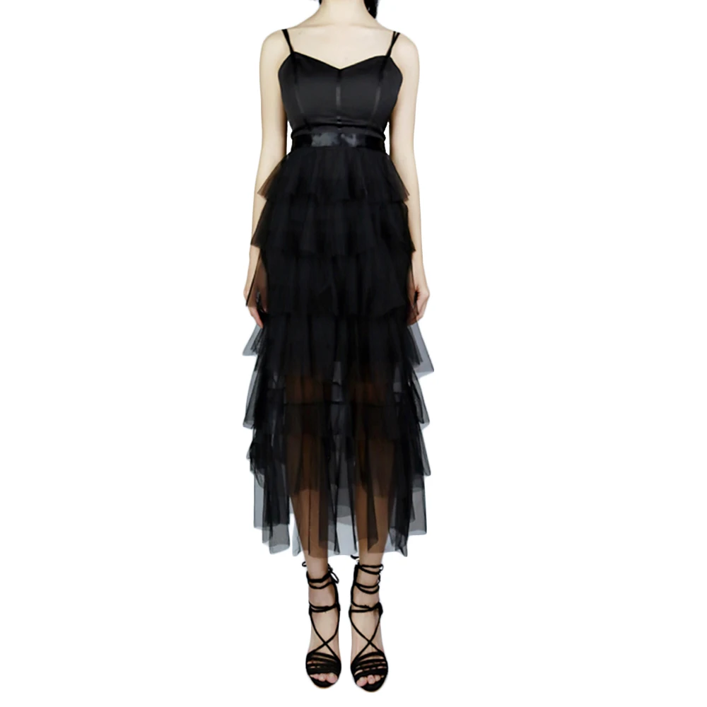 

Fashion Sexy Women's Dresses Black Backless Spaghetti Strap Long Dresses Ladies Low Cut V-neck Party Dresses Summer New Ins