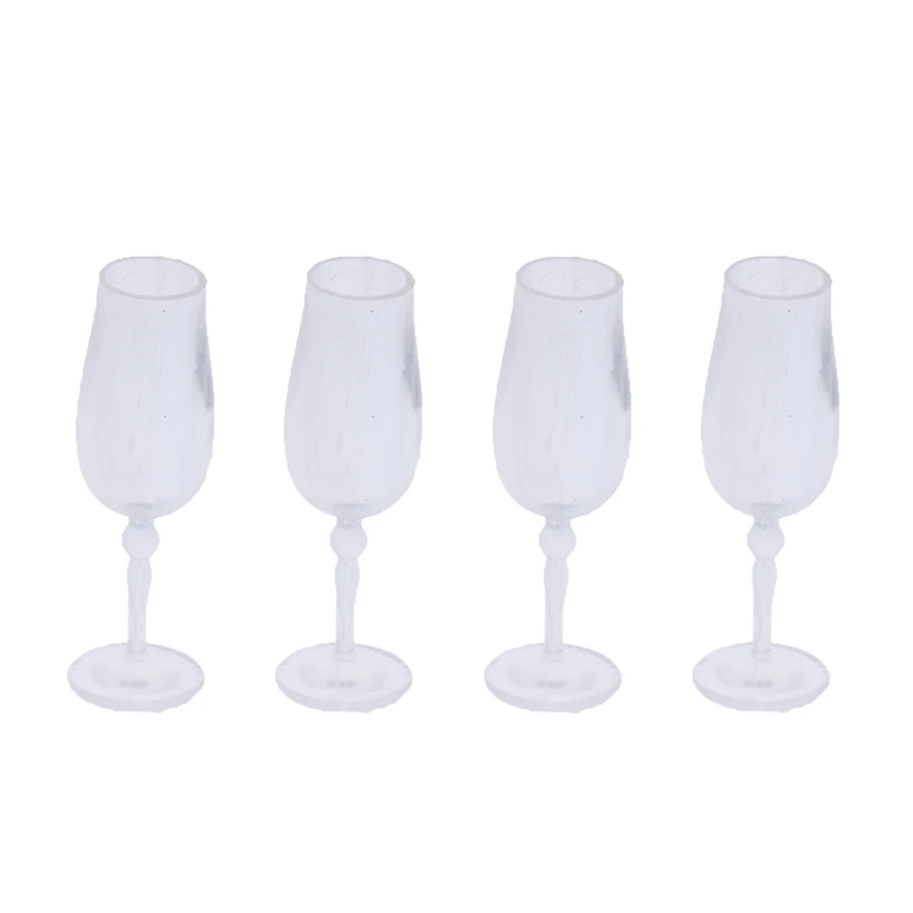 1/12 Dollhouse Tableware 4 Pieces Cup Goblet Wine Glass Juice Glass Kitchen Living Room Accessories